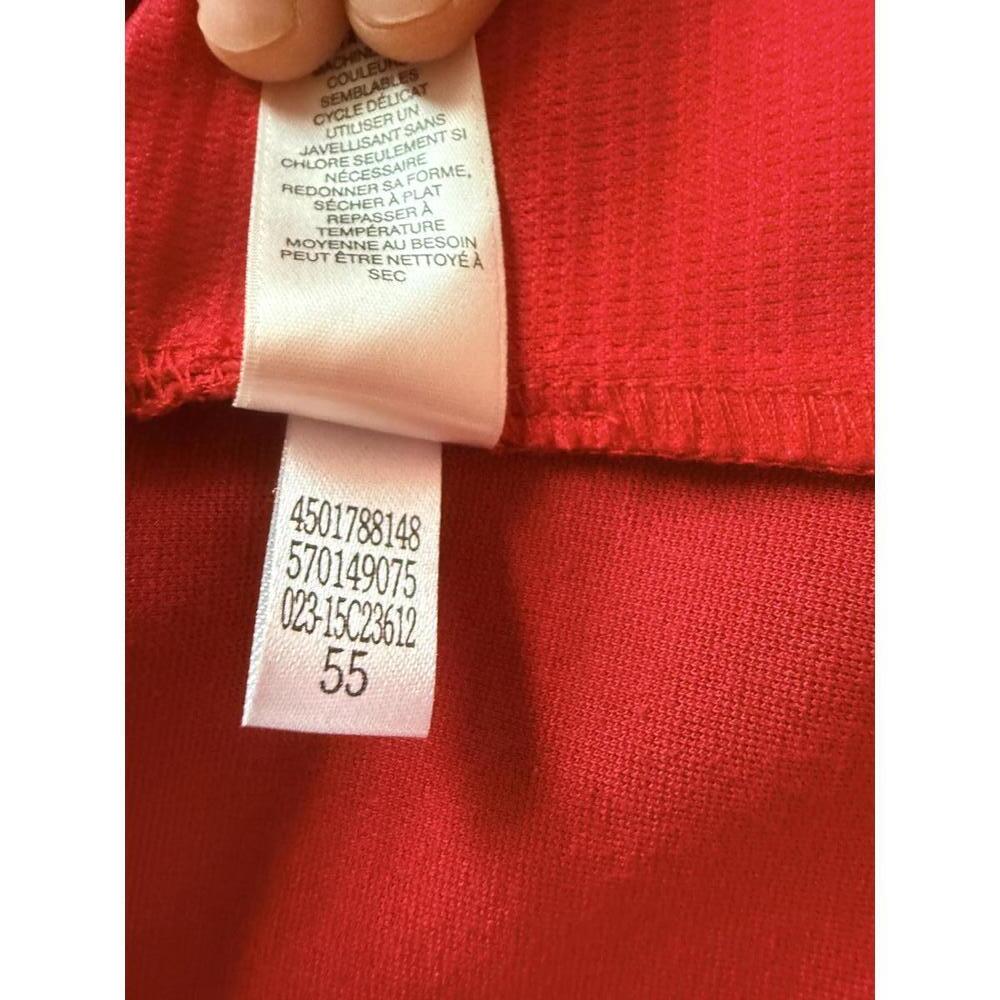 Chico’s Red Open Front Jacket Size 2 Cropped Knit Blazer Gold Zip Pockets - Picture 6 of 6